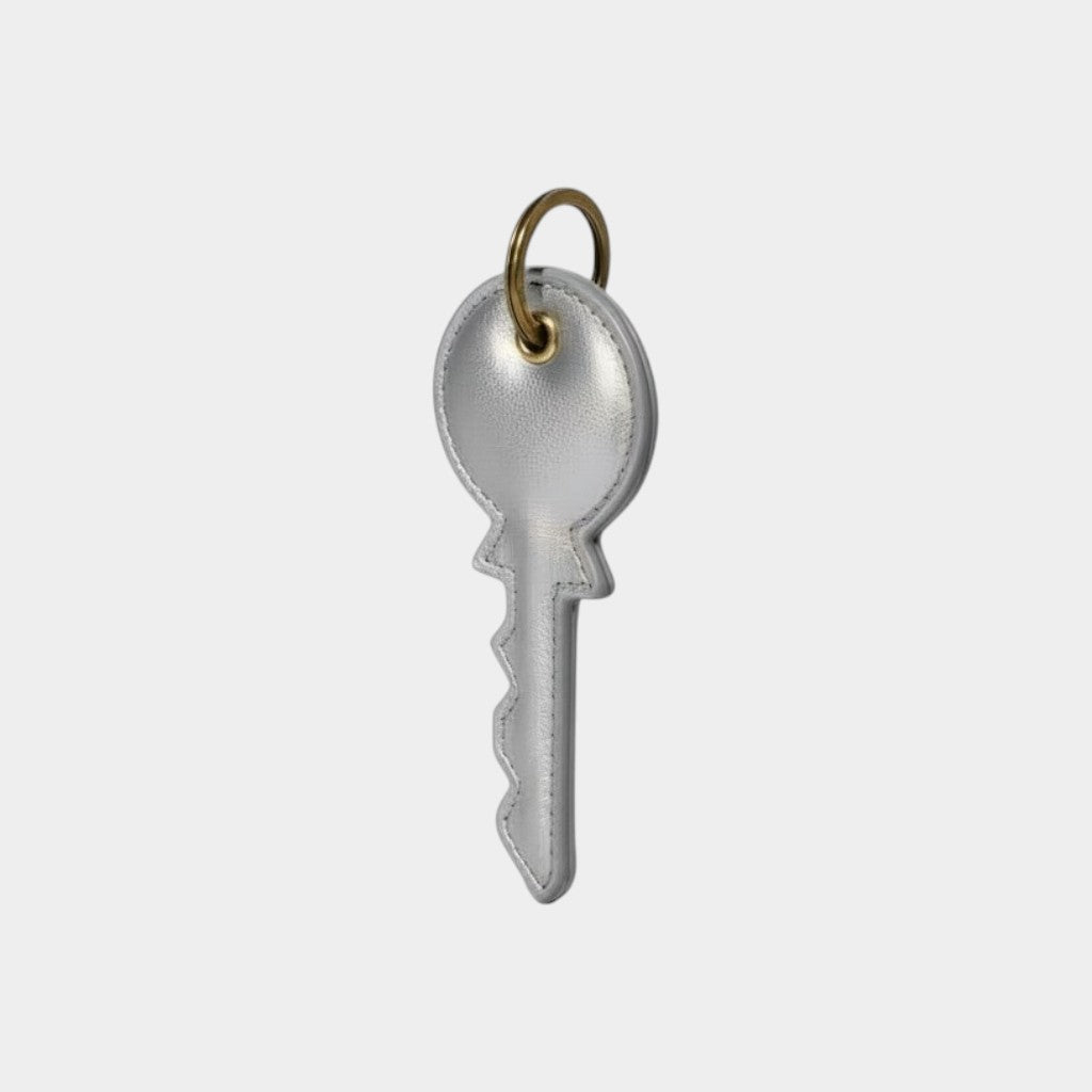 PORTE-CLÉS « KEY » CUIR ARGENT