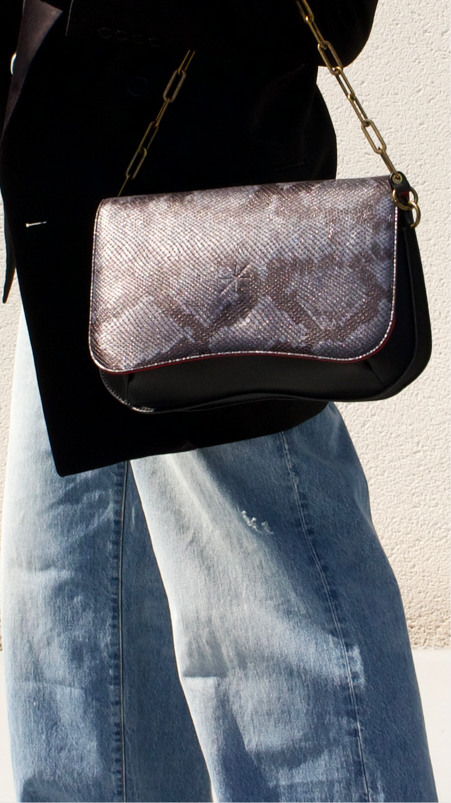 SAC BABY DOUBLE NOIR PYTH GRIS/NOIR